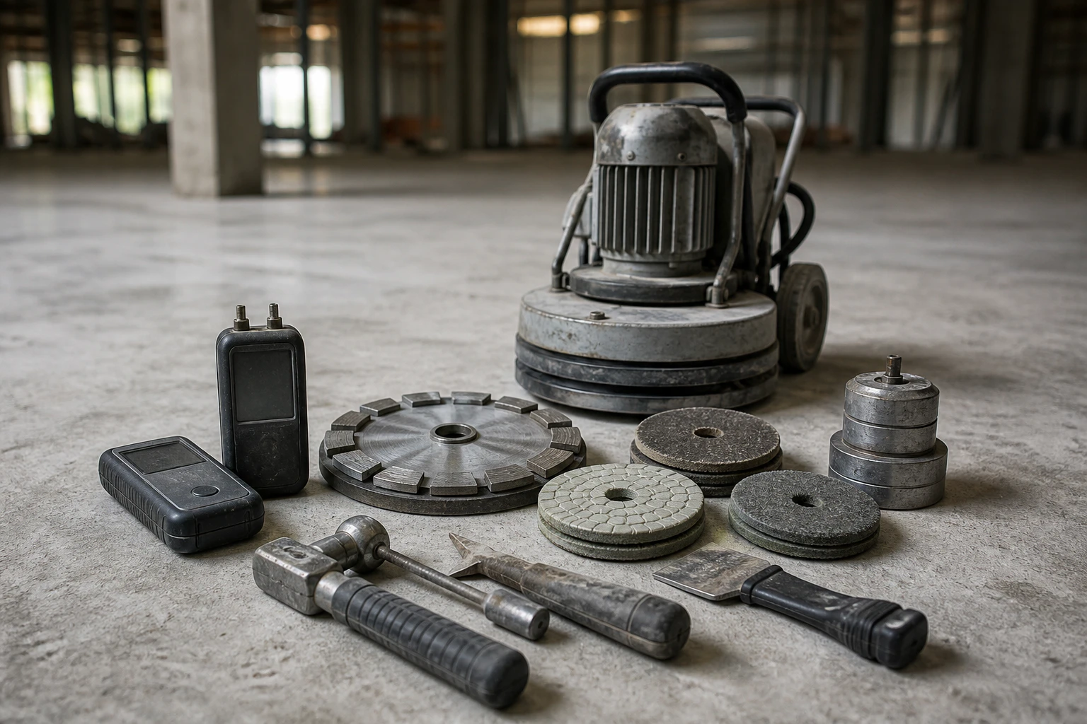 Unbranded concrete testing tools and surface preparation equipment