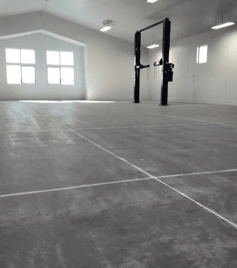 Commercial showroom concrete floor before metallic epoxy installation
