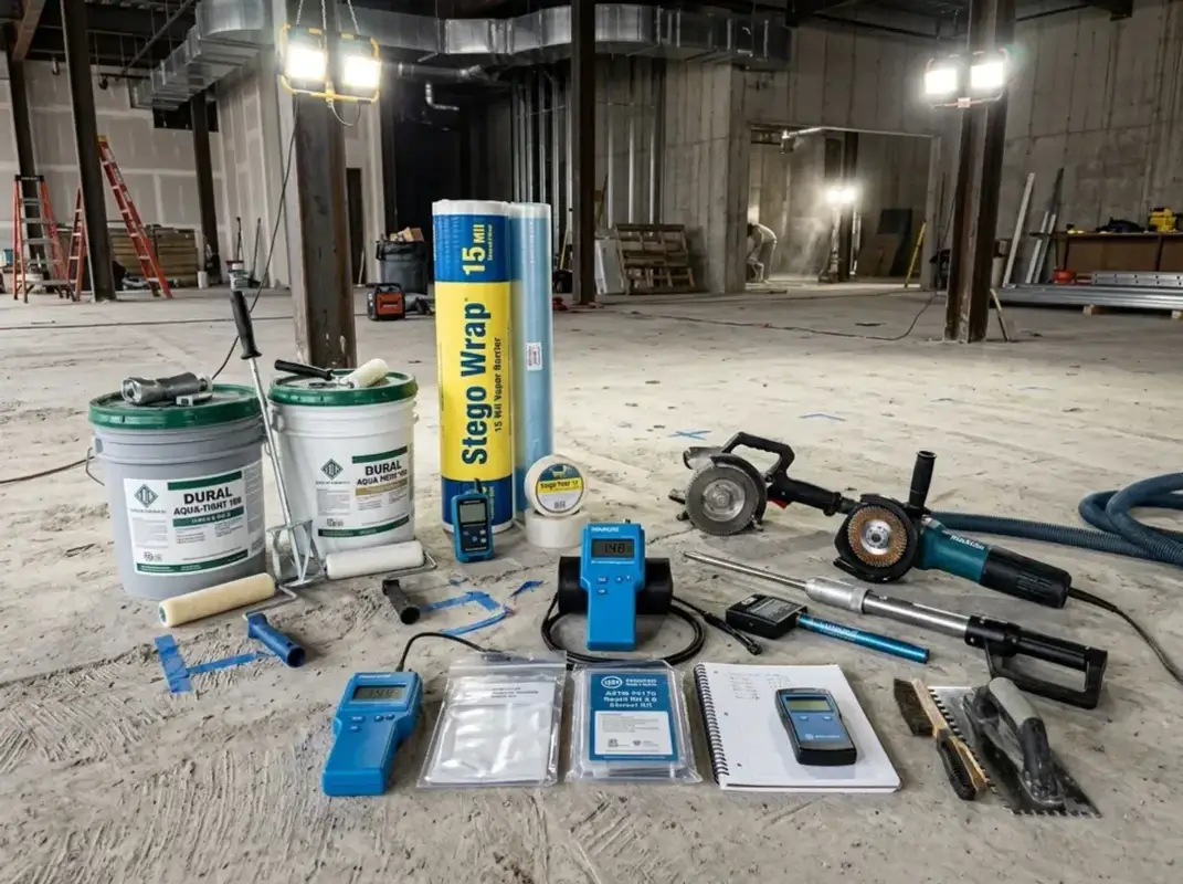 Concrete vapor barrier installation protecting the substrate