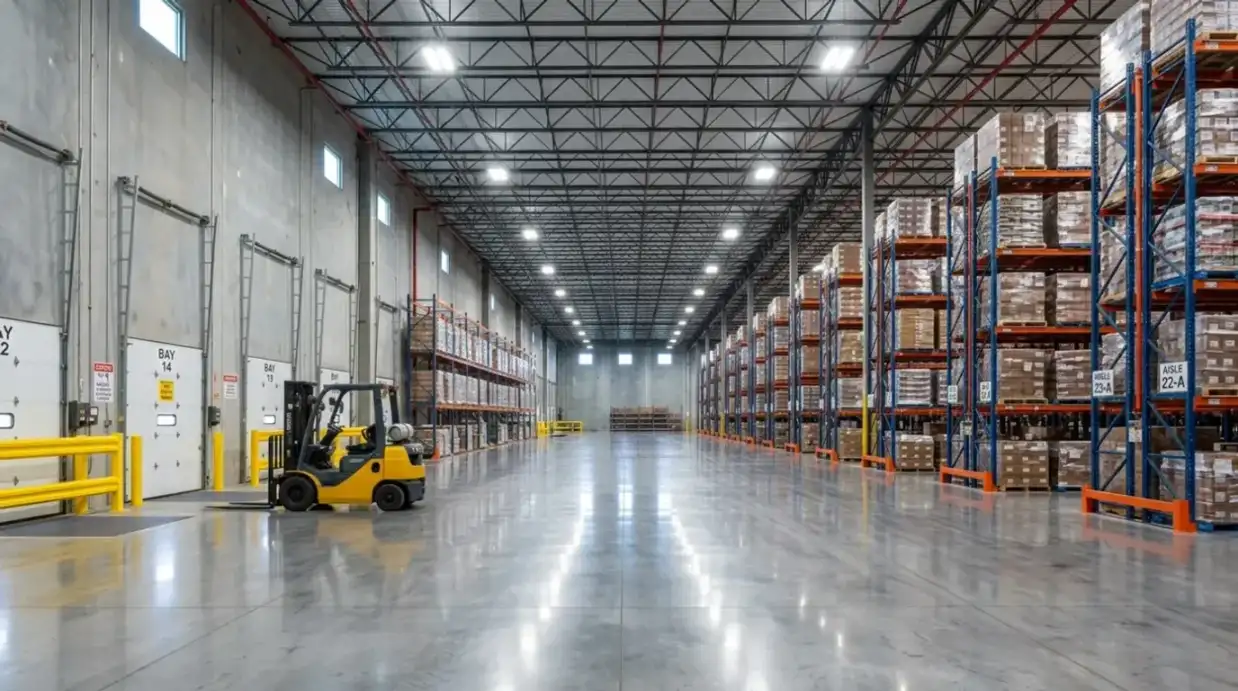 Concrete Masters v2 Polished concrete floor in a large Atlanta warehouse and distribution center